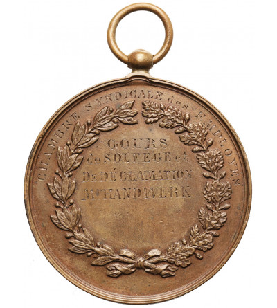 France. Medal 1895, Union Chamber of Workers for completing the Solfège and Declamation courses, Mr. Handwerk