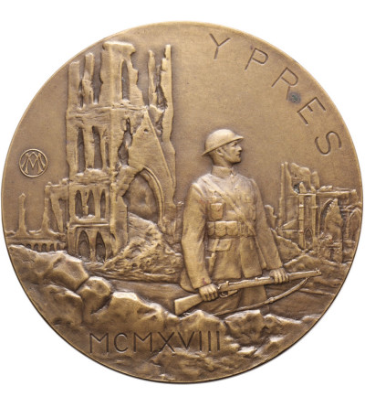 Belgia, Królestwo. Medal 1918 upamiętniający bitwy pod Yser i Ypres, Charles Samuel