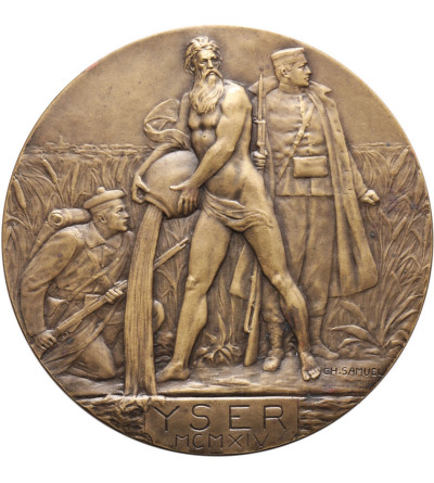 Belgia, Królestwo. Medal 1918 upamiętniający bitwy pod Yser i Ypres, Charles Samuel