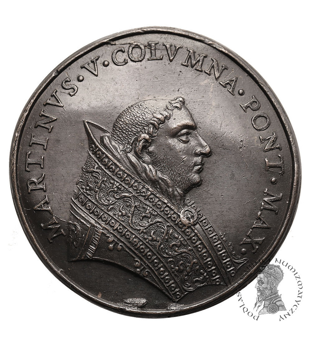 Państwo Kościelne / Watykan. Marcin V, 1417-1431 AD. Medal 1664, fasad bazyliki Santi Apostoli w Rzymie, Girolamo Paladino
