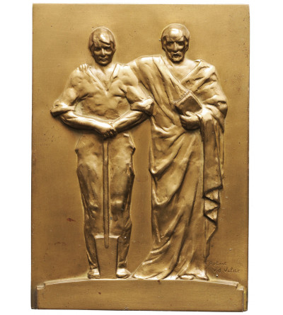 Belgium, Brussels. High-relief 1930, MUNDANEUM plaquette, Robert Van De Velde / J. FONSON