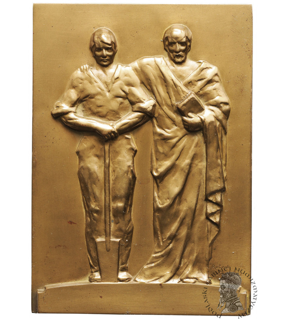 Belgium, Brussels. High-relief 1930, MUNDANEUM plaquette, Robert Van De Velde / J. FONSON