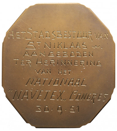 Belgium, St Niklaas. Octagonal plaquette 1951 on the occasion of the National Congress "Navetex"