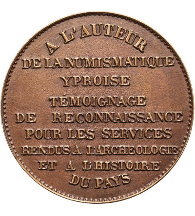 Belgia, Ypres. Medal 1878 dedykowany Ministrowi Stanu Van Den Peereboom, L. Wiener