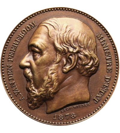 Belgia, Ypres. Medal 1878 dedykowany Ministrowi Stanu Van Den Peereboom, L. Wiener