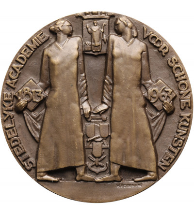 Belgia, St Niklaas. Medal jednostronny 1968, 150-lecie Akademii Sztuki, W. Heyndricky / FONSON