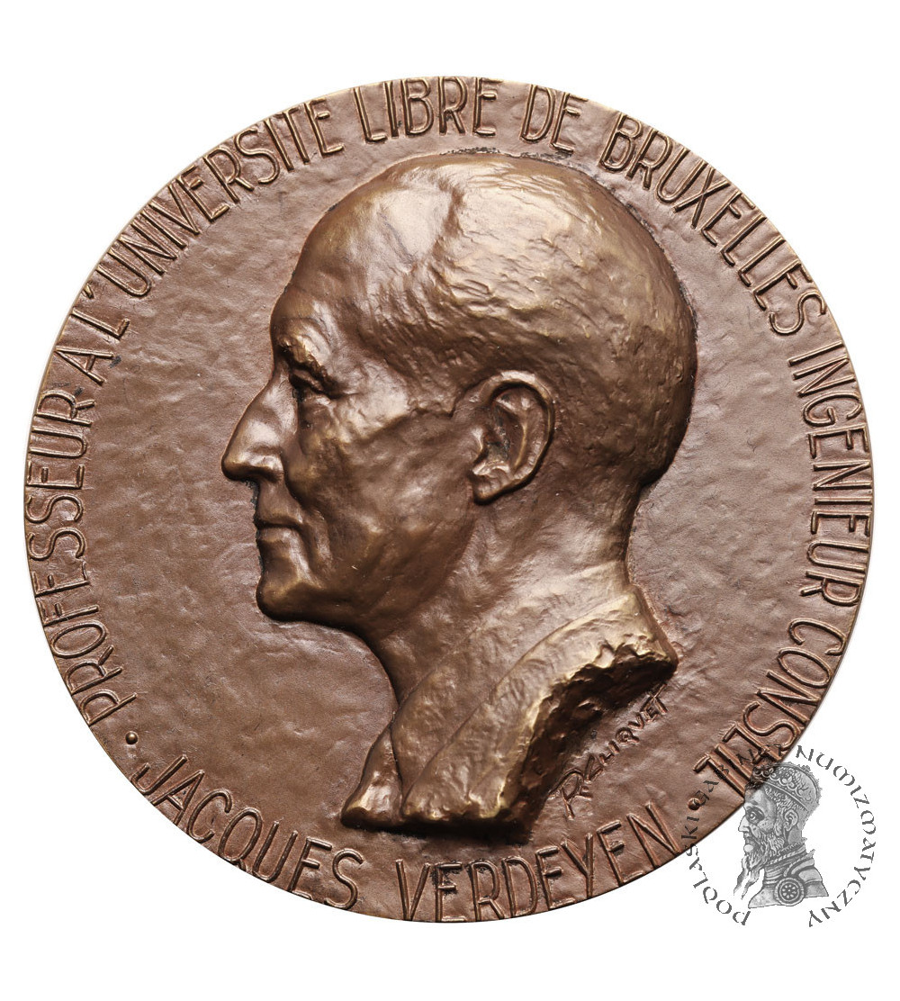 Belgia, Bruksela. Medal 1968 dedykowany profesorowi Uniwersytetu w Brukseli, Jacques Verdeyen, R. Cliquet