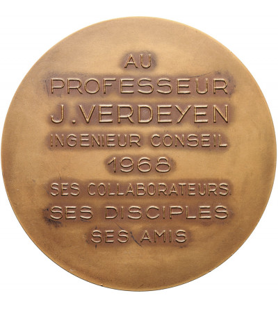 Belgia, Bruksela. Medal 1968 dedykowany profesorowi Uniwersytetu w Brukseli, Jacques Verdeyen, R. Cliquet