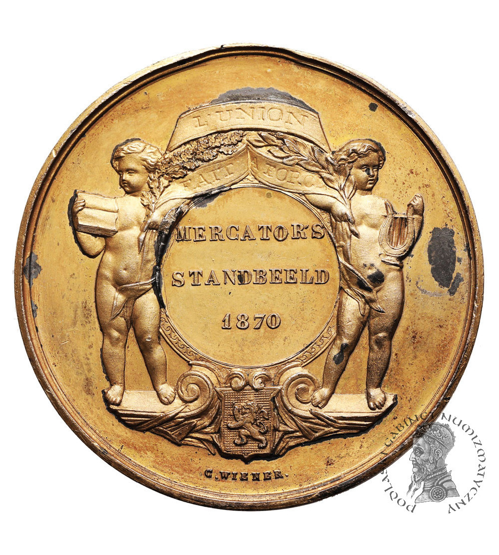 Belgia, Rupelmonde. Medal 1870 upamiętniający budowę pomnika Mercatora, C. Wiener