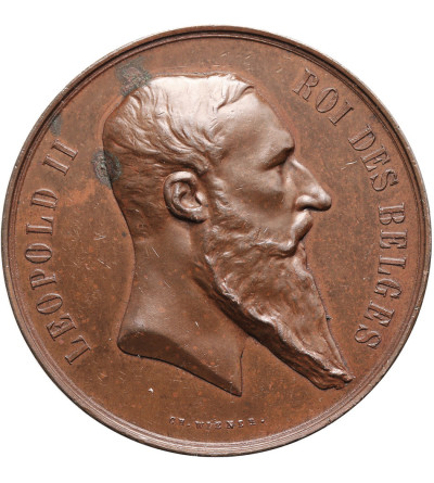 Belgium, Leopold II (1865-1909), Brussels. Medal 1880 commemorating the National Exhibition , Ch. Wiener,
