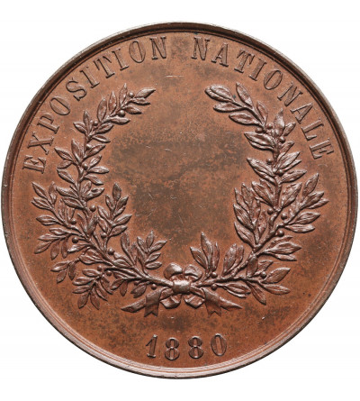 Belgia, Leopold II (1865-1909), Bruksela. Medal 1880 upamiętniający Wystawę Narodową, Ch. Wiener,