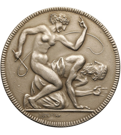 Germany. Satirical medal (M. Dasio / C. Poellath), Eine junge Frau ein alter Mann eine harte Nuss ein hohler Zahn