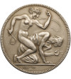 Germany. Satirical medal (M. Dasio / C. Poellath), Eine junge Frau ein alter Mann eine harte Nuss ein hohler Zahn