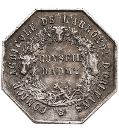 Francja. Srebrny żeton oktagonalny, Olivier de Serres, Wystawa Rolnicza w Orleans, H de Longueil