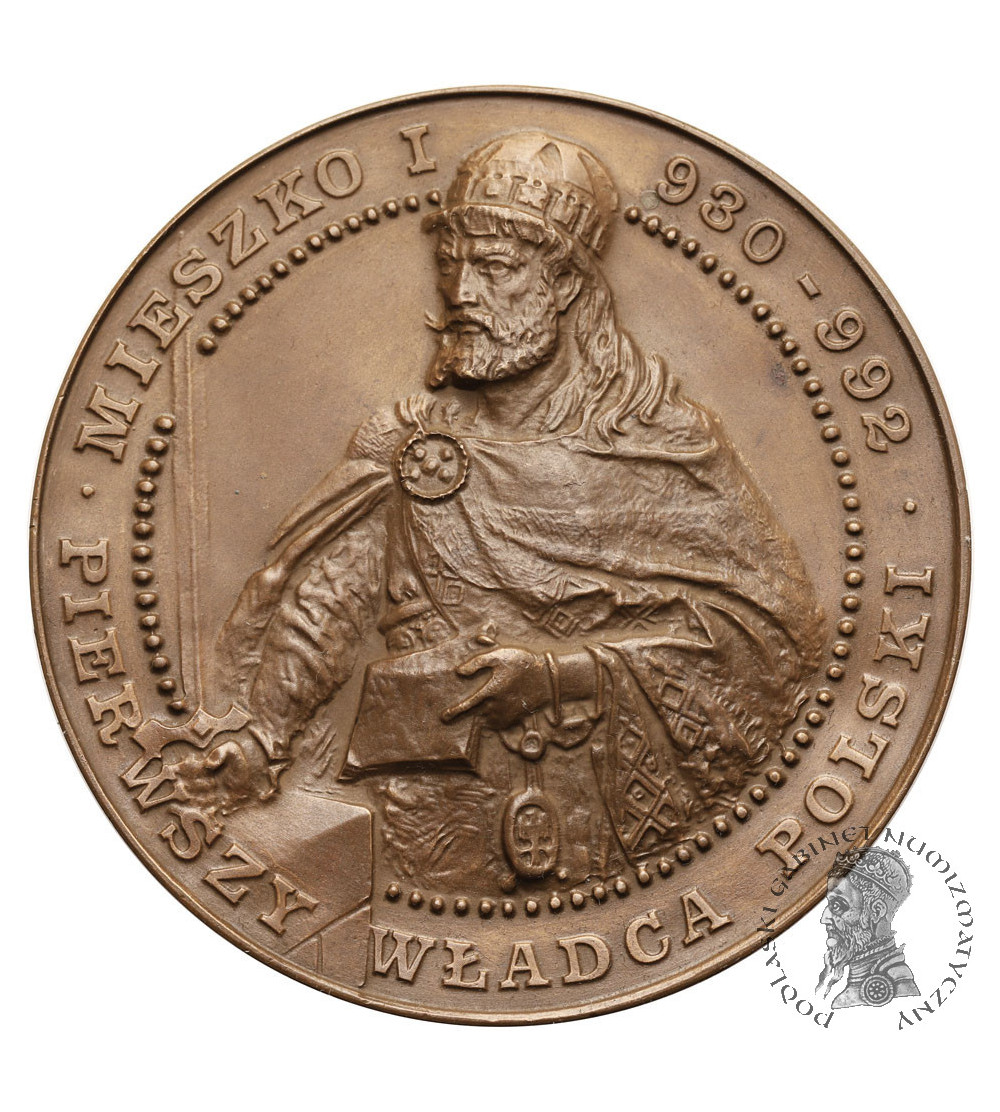 Polska, PRL (1952-1989). Medal 1986, Mieszko I, Pierwszy Władca Polski, bitwa pod Cedynią, T.W.O.