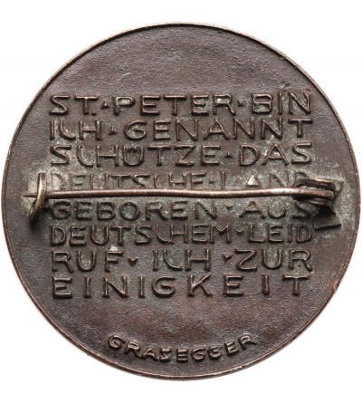 Niemcy, Kolonia. Medal / przypinka 1924, Niemiecki dzwon nad Renem w katedrze, DEUTSCHE GLOCKE AM RHEIN