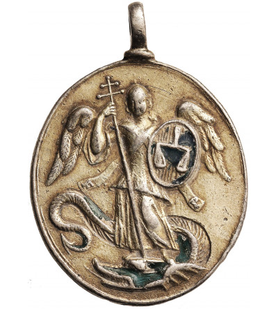 Niemcy, Josefsburg w Berg, Laim, Monachium. MICHAELS-PFENNIG, srebrny wisior / medalion Arcybractwa Świętego Michała, XVIII wiek