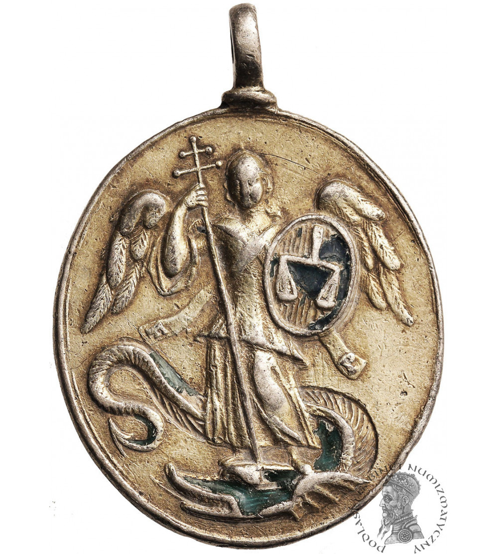 Niemcy, Josefsburg w Berg, Laim, Monachium. MICHAELS-PFENNIG, srebrny wisior / medalion Arcybractwa Świętego Michała, XVIII wiek