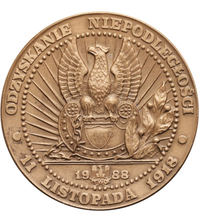 Polska, PRL (1952-1989). Medal 1988, Marszałek Józef Piłsudski, Odzyskanie Niepodległości 11 listopada 1918, T.W.O.