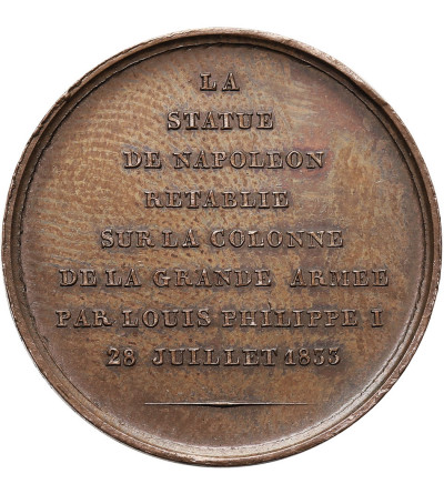 France. Bronze medal 1833 "Restoration of Napoleon" for the Vendome column, Domard