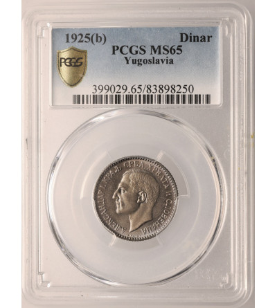Yugoslavia, Alexander I. Dinar 1925 (b), Brussels mint - PCGS MS 65