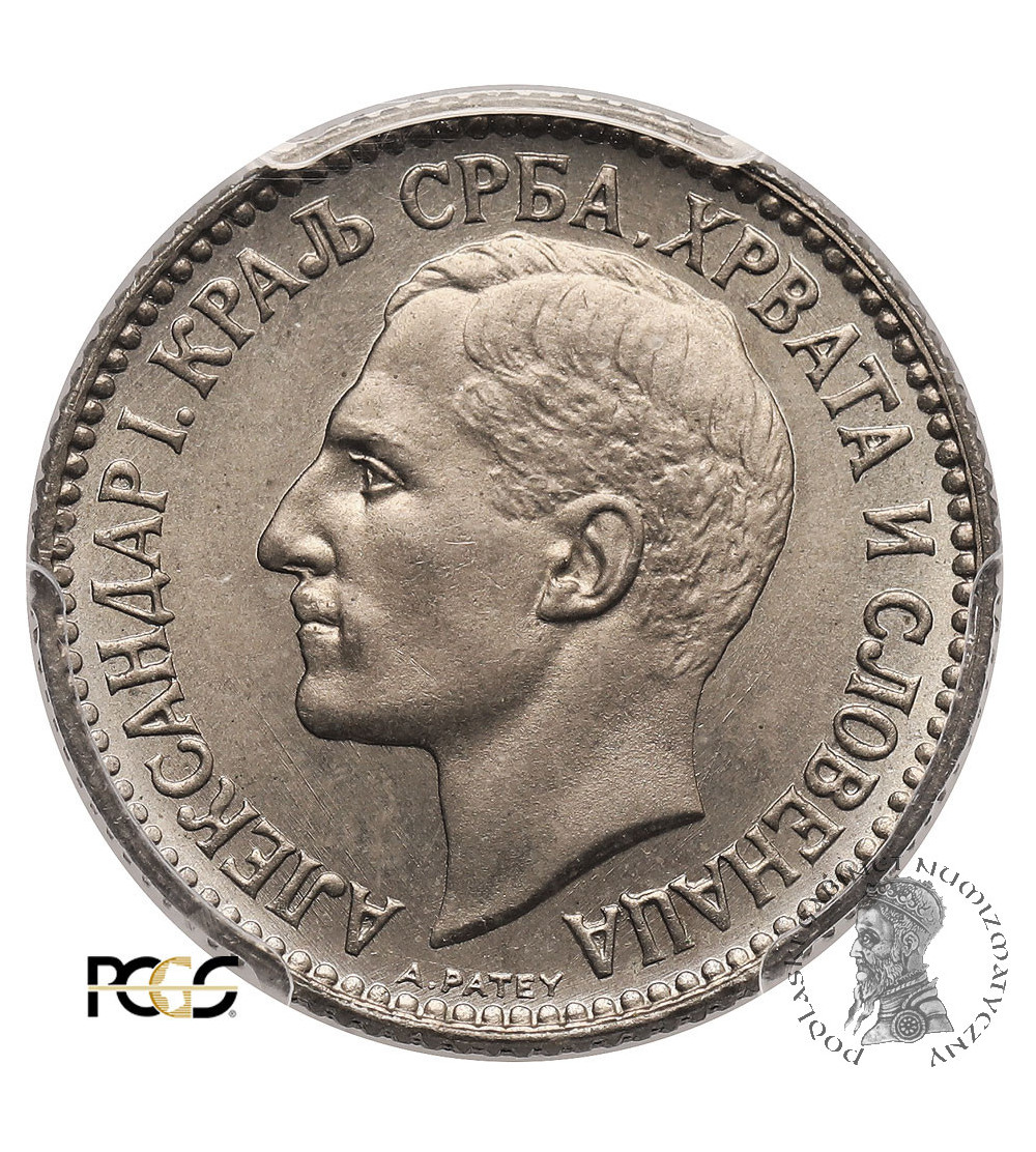 Jugosławia, Aleksander I. Dinar 1925 (b), Bruksela - PCGS MS 67