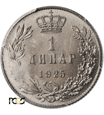 Jugosławia, Aleksander I. Dinar 1925 (b), Bruksela - PCGS MS 67