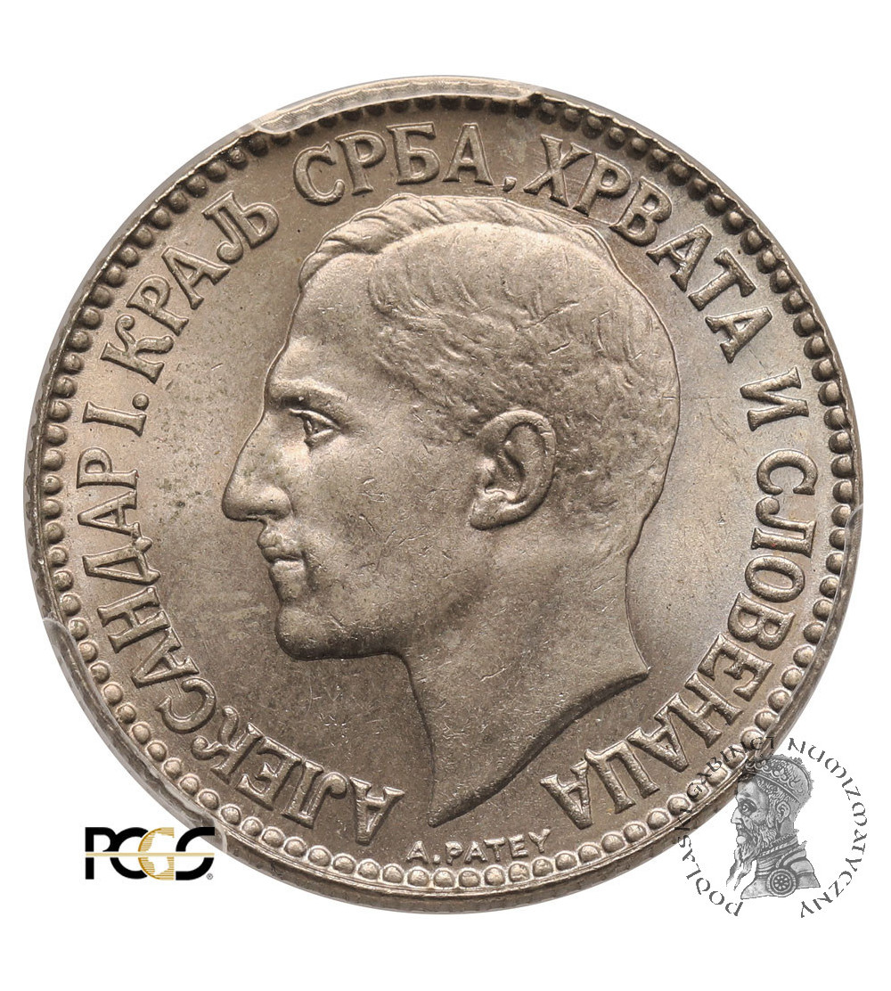 Jugosławia, Aleksander I. 2 Dinary 1925 (b), Bruksela - PCGS MS 65