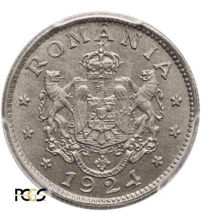 Romania, Ferdinand I, 1914-1927. 1 Leu 1924 (b), Brussels mint - PCGS MS 66