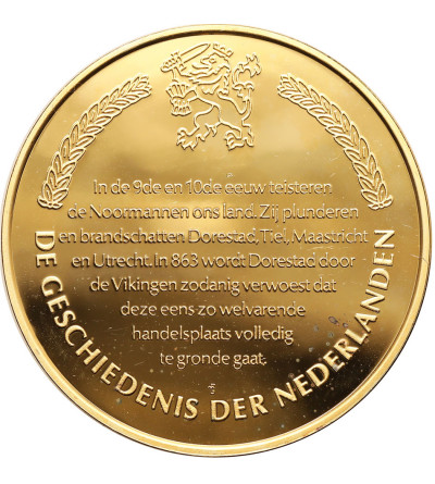Niderlandy. Srebrny medal z serii Historia Niderlandów, rok 863, Wikingowie plądrują Dorestad, Proof