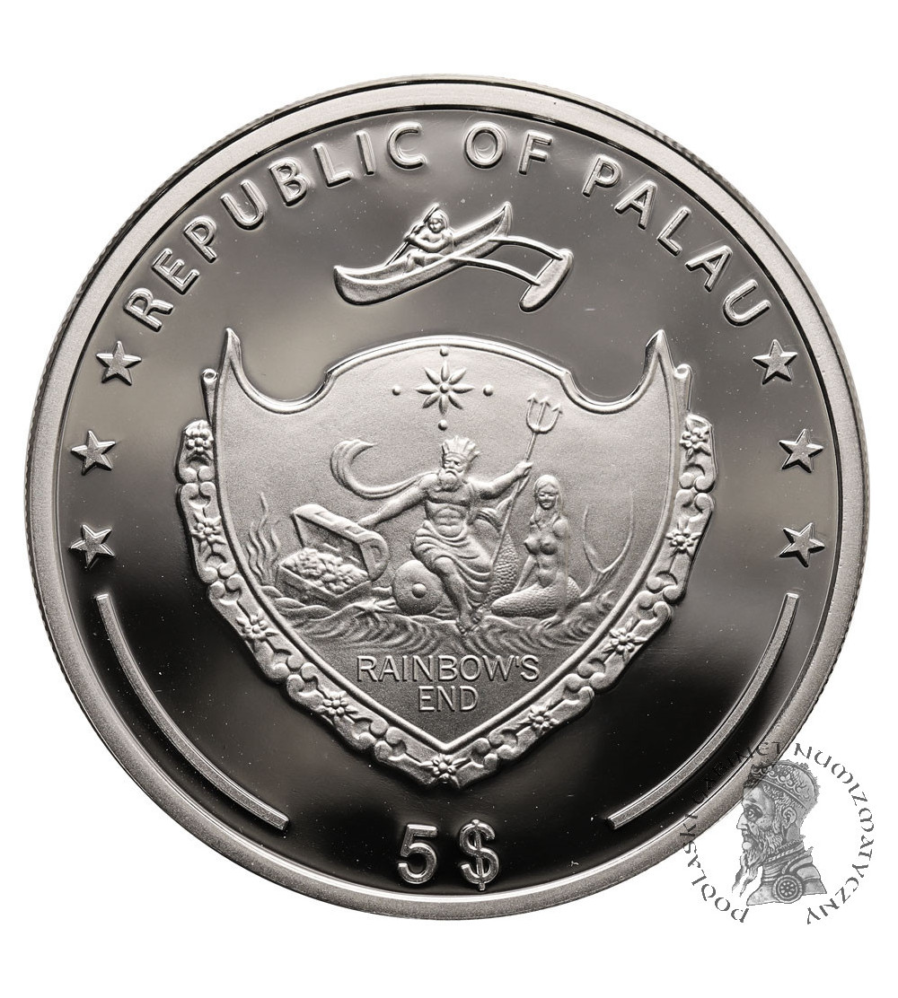 Palau. 5 Dollars 2012, Western Wall in Jerusalem - coloured Silver Proof
