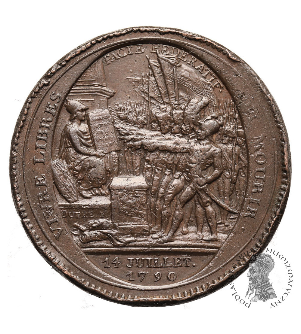 Francja, rewolucja francuska. Medalowe 5 Sols au serment 1792 L AN IV, mennica Soho (Birmingham)