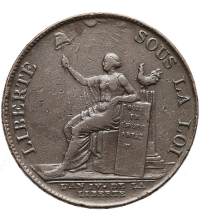 Francja, konstytucja francuska, 1791-1792. Monneron de 2 Sols 1792 AN 4 de la Liberta, LIBERTE SOUS LA LOI, Soho (Birmingham)