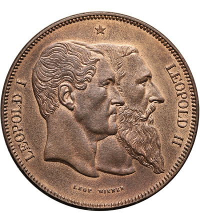 Belgia, Leopold II 1865-1909. Próbne 5 franków 1880, 50-lecie Niepodległości Królestwa - miedź