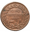 Monako, Honore V 1819-1841. 5 Centimes (Cinq) 1837 M C