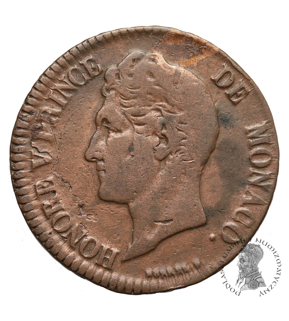 Monako, Honore V 1819-1841. 5 Centimes (Cinq) 1837 M C