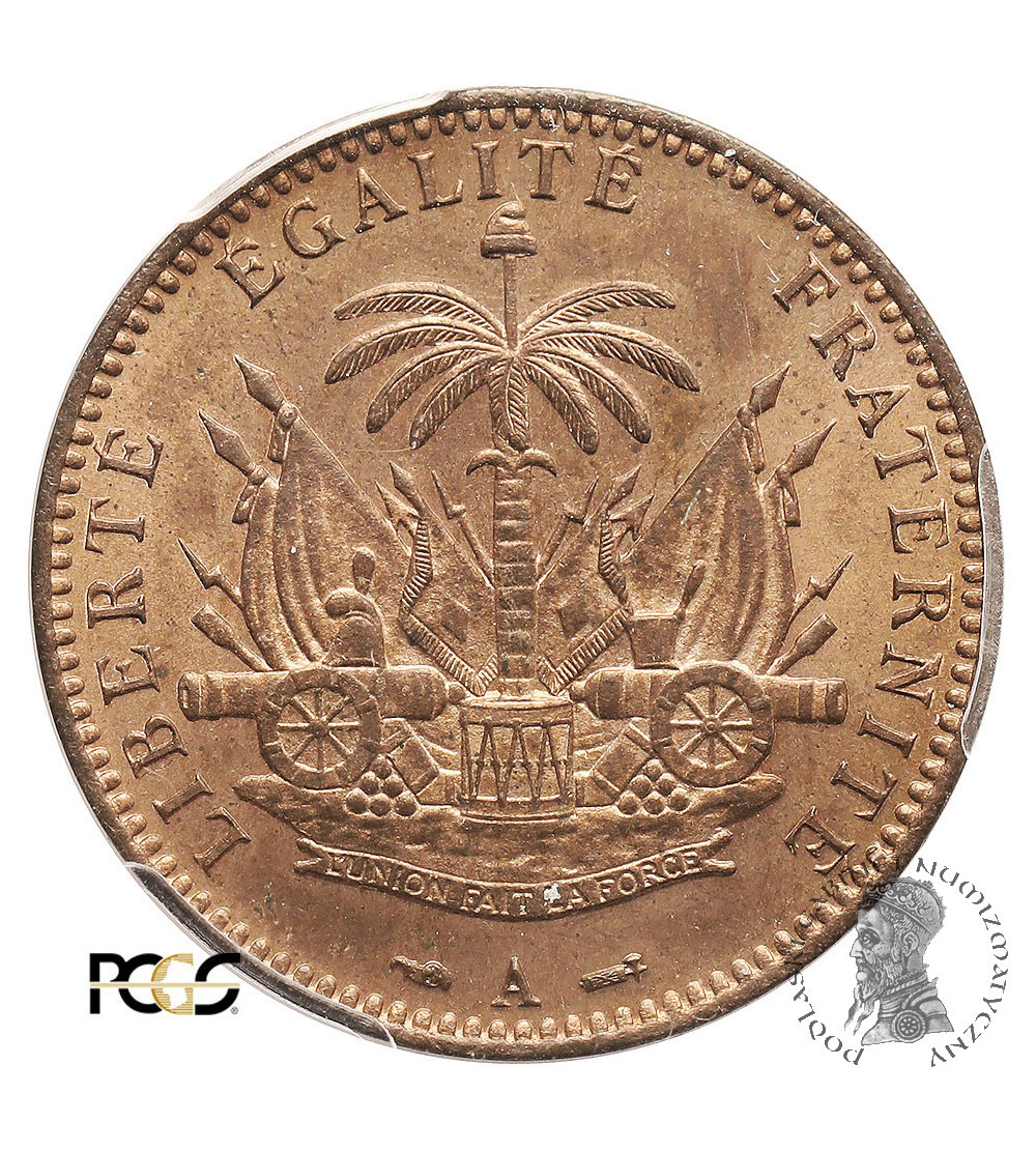 Haiti, Republic. 1 Centimes 1886 A, Paris mint - PCGS MS 64 RB