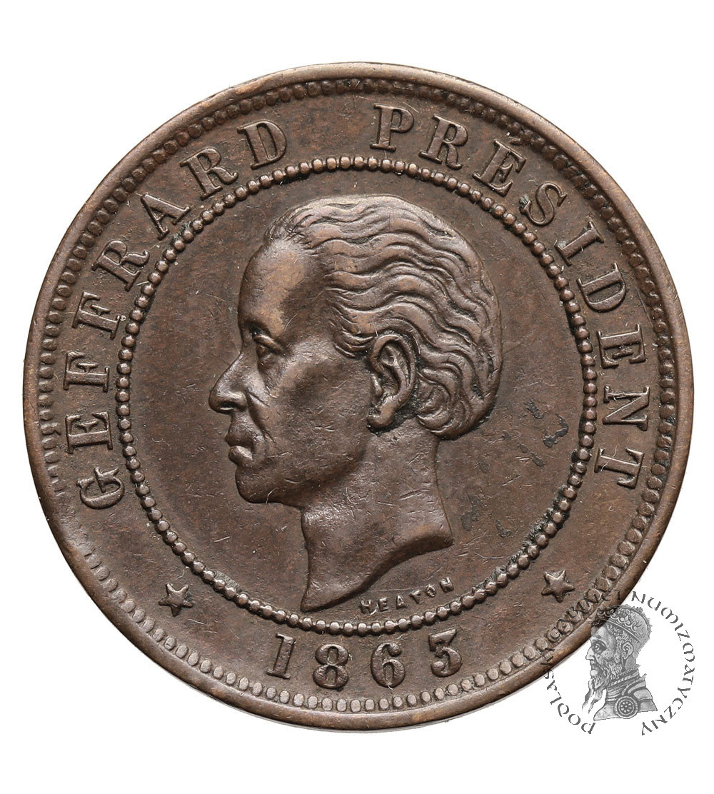 Haiti, Republika. 20 Centimes 1863, Prezydent Geffrard (bicie medalowe)