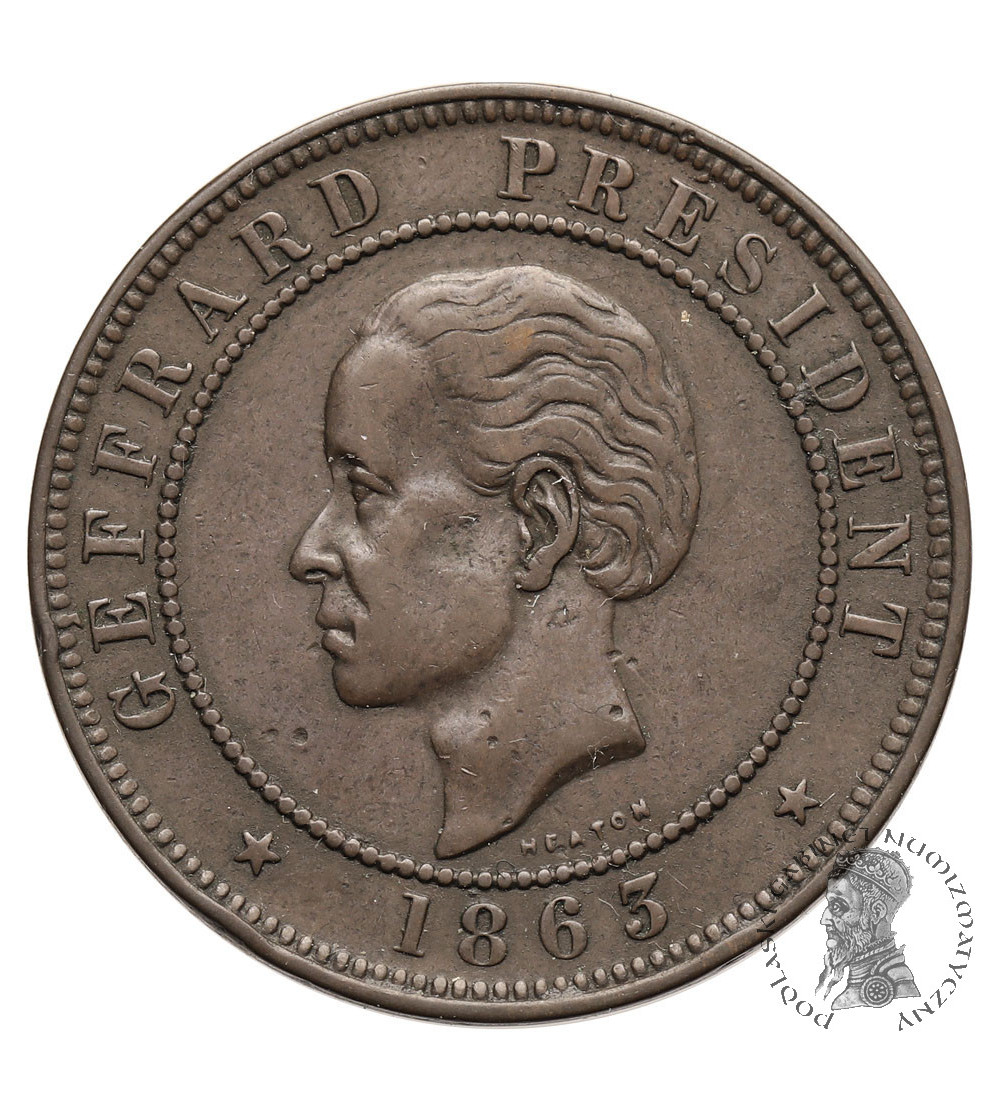 Haiti, Republic. 20 Centimes 1863, Presidentt Geffrard - (coin rotation)