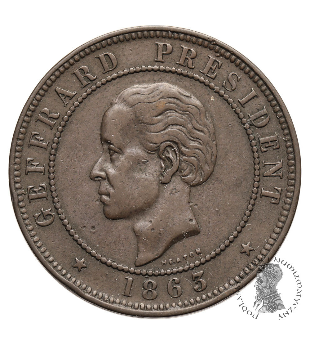 Haiti, Republika. 20 Centimes 1863, Prezydent Geffrard - odwrócony stempel