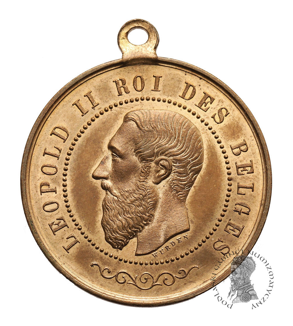 Belgium, Leopold II (1865-1909). Medal 1880, 50th Anniversary of Independence, Mons School Festival