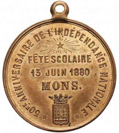 Belgium, Leopold II (1865-1909). Medal 1880, 50th Anniversary of Independence, Mons School Festival