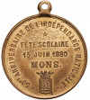 Belgia, Leopold II (1865-1909). Medalik 1880, 50. Rocznica Odzyskania Niepodległości, Festiwal Szkolny w Mons
