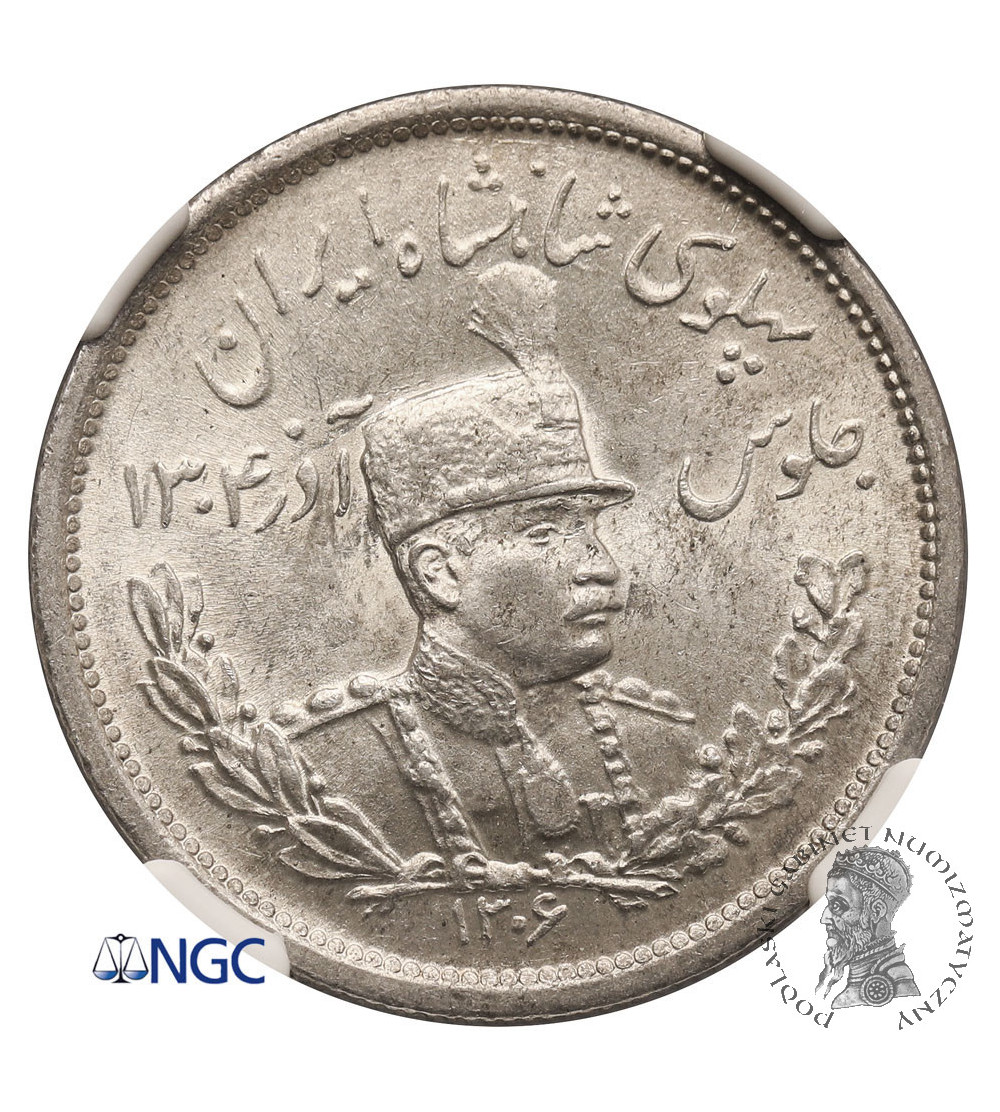 Iran, Reza Shah 1925-1941. 2000 Dinarów (2 Kran), SH 1306 / 1927 AD, L (Leningrad) - NGC MS 62