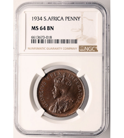 RPA. 1 Penny 1934, Jerzy V - NGC MS 64 BN