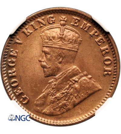 Indie Brytyjskie, Jerzy V. 1/4 Anna 1920 (C), Calcutta - NGC MS 66 RD