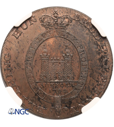 Wieka Brytania. Token 1/2 (Half ) Penny 1794, Suffolk - Blything / Yeomanry, NGC MS 62 BN