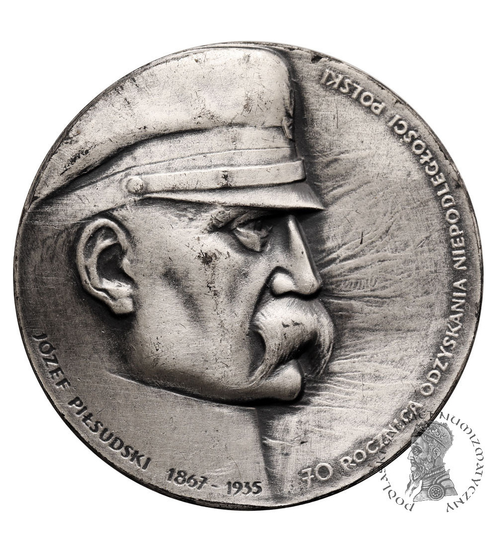 Poland, PRL (1952-1989). Small Medal 1988 (40 mm), 70th Anniversary of Poland's Regaining of Independence, Jozef Pilsudski