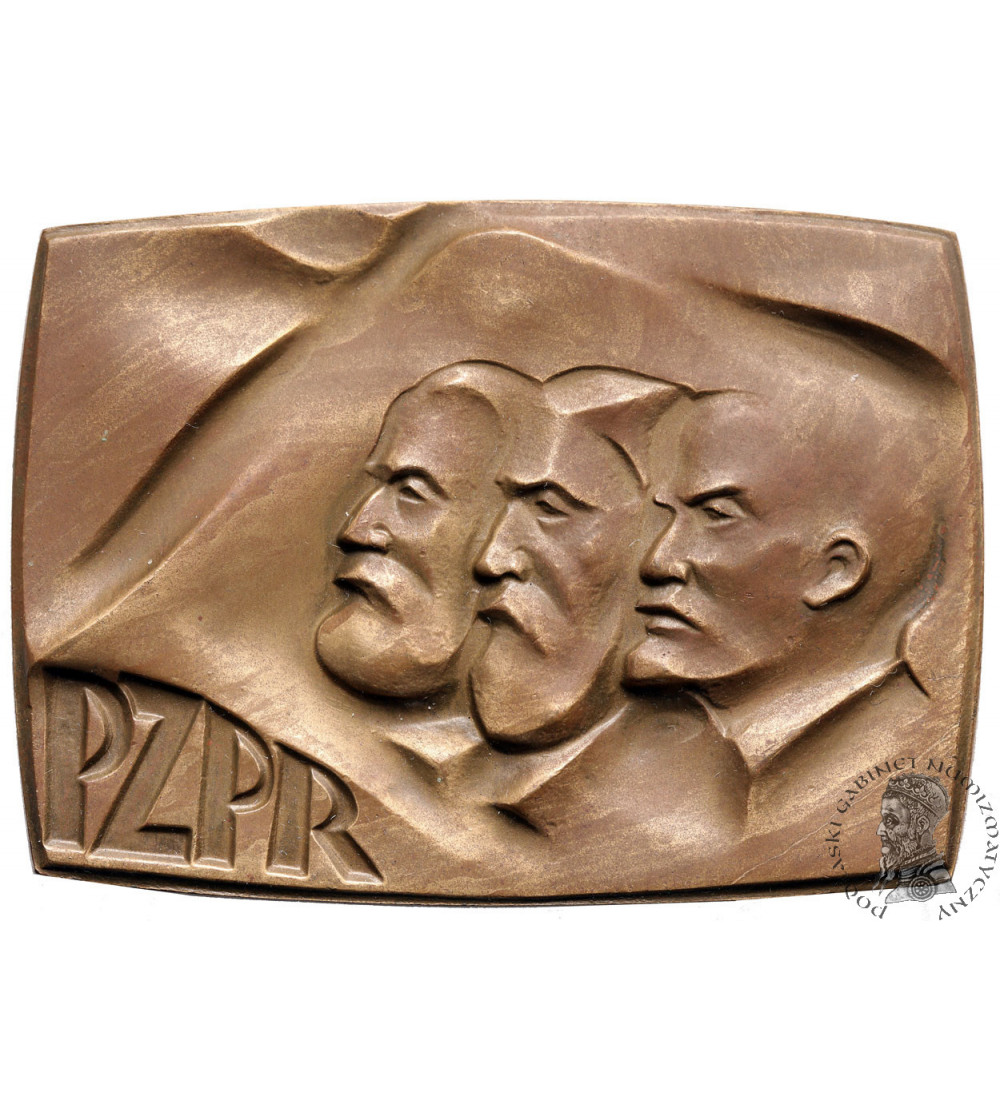 Polska, PRL (1952-1989). Plakieta PZPR za Upowszechnianie Ideologii Marksizmu i Leninizmu, Marks, Engels, Lenin