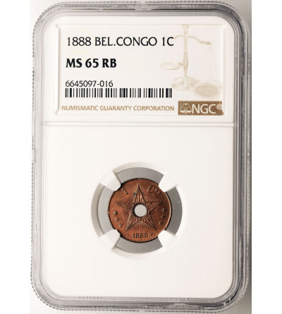 Belgian Congo, Leopold II 1865-1908. 1 Centime 1888 LW - NGC MS 65 BN